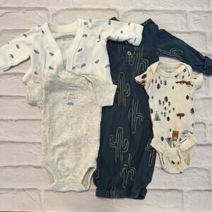 Preemie Baby Girl Boy Gerber's Carter's Long Sleeve One-piece Bodysuit Lot of 4